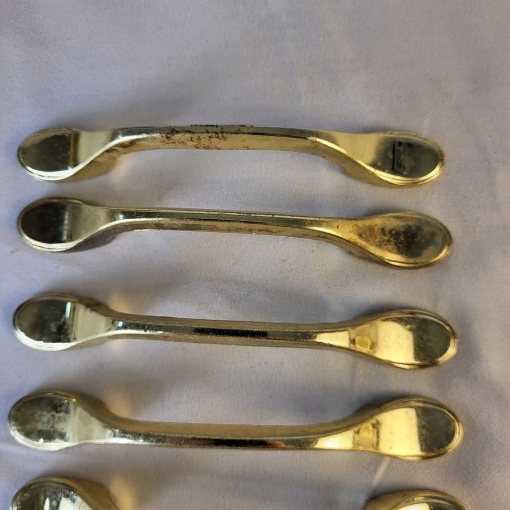 Vintage Shiny Brass Drawer Pull Handles (Lot of 22) + Hardware 3